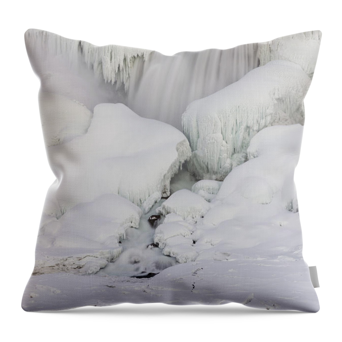 American Throw Pillow featuring the photograph Niagara Falls Frozen #2 by JT Lewis