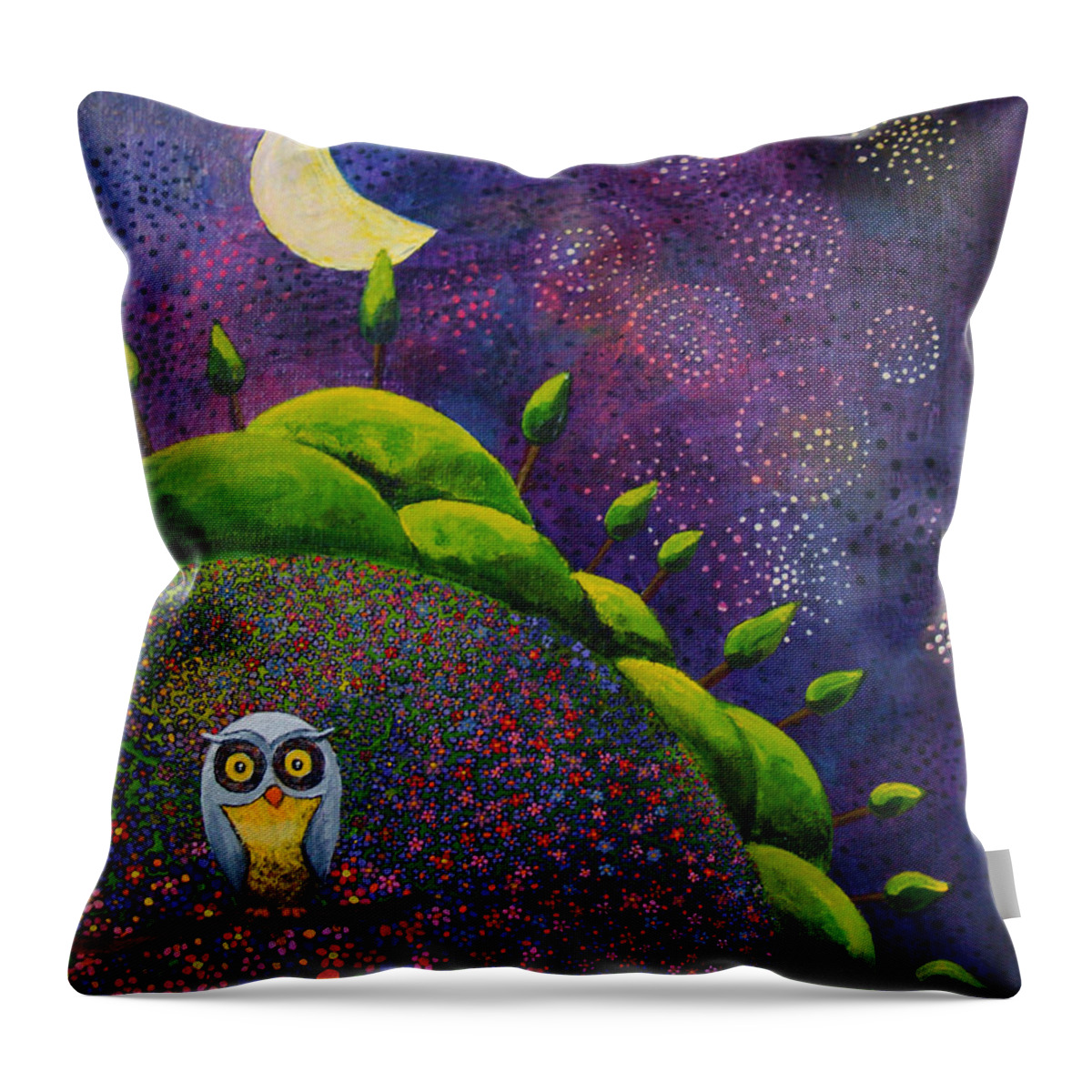 Night Owl Throw Pillow featuring the painting Night Owl #2 by Mindy Huntress