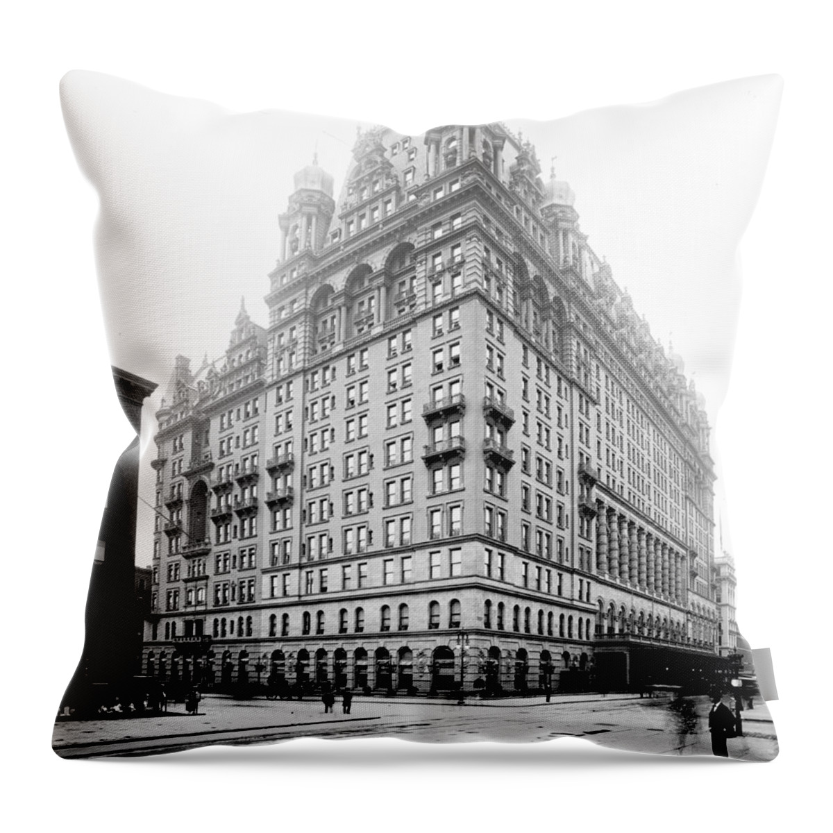 Architecture Throw Pillow featuring the photograph Nyc, Original Waldorf-astoria Hotel #2 by Science Source