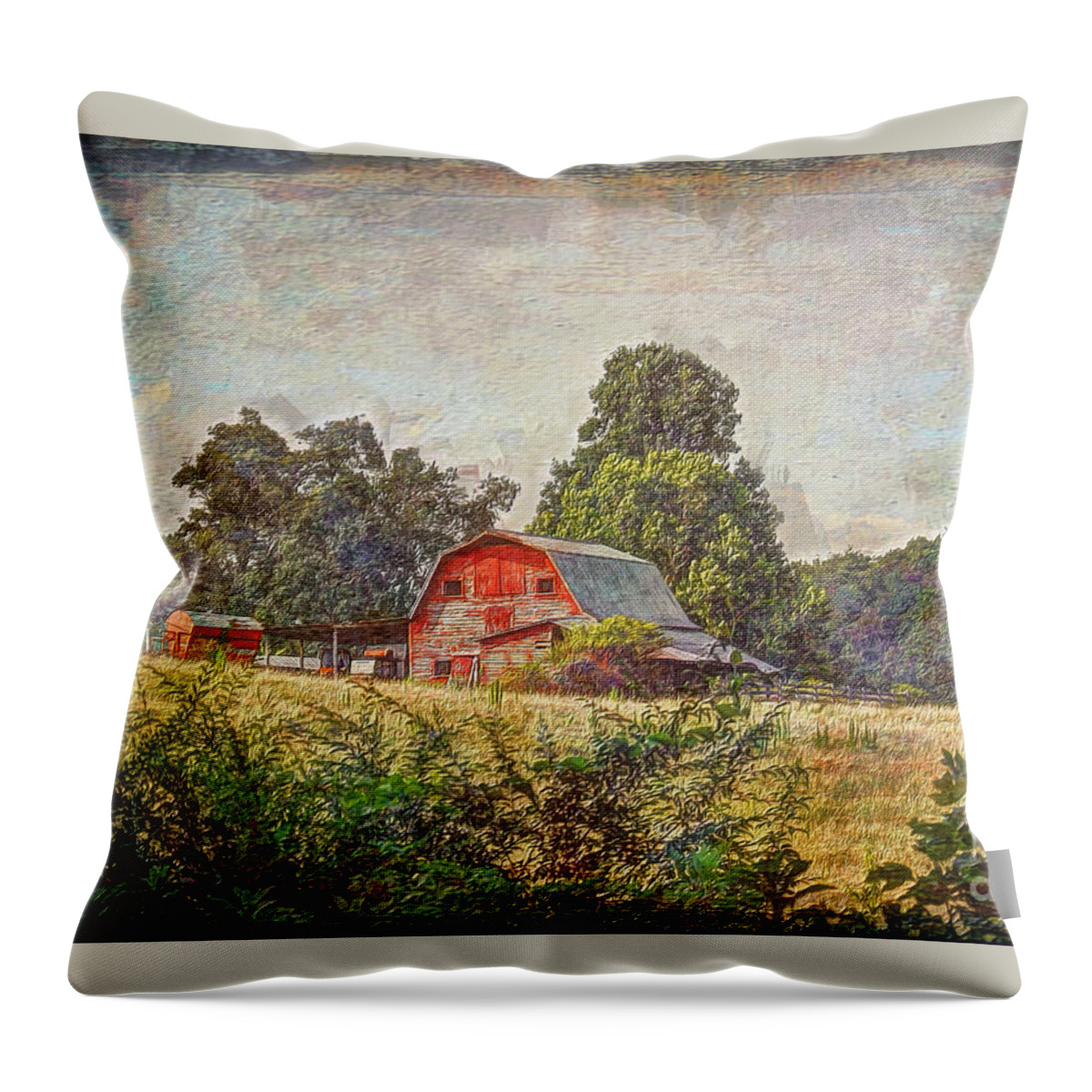 Old Farm Throw Pillow featuring the digital art Old Farm #2 by Savannah Gibbs