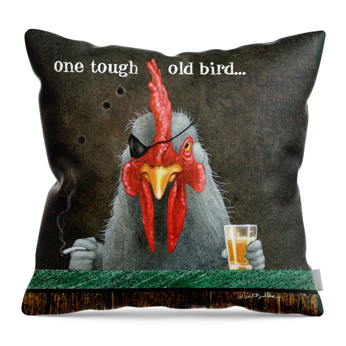 Will Bullas Throw Pillow featuring the painting One Tough Old Bird... #2 by Will Bullas