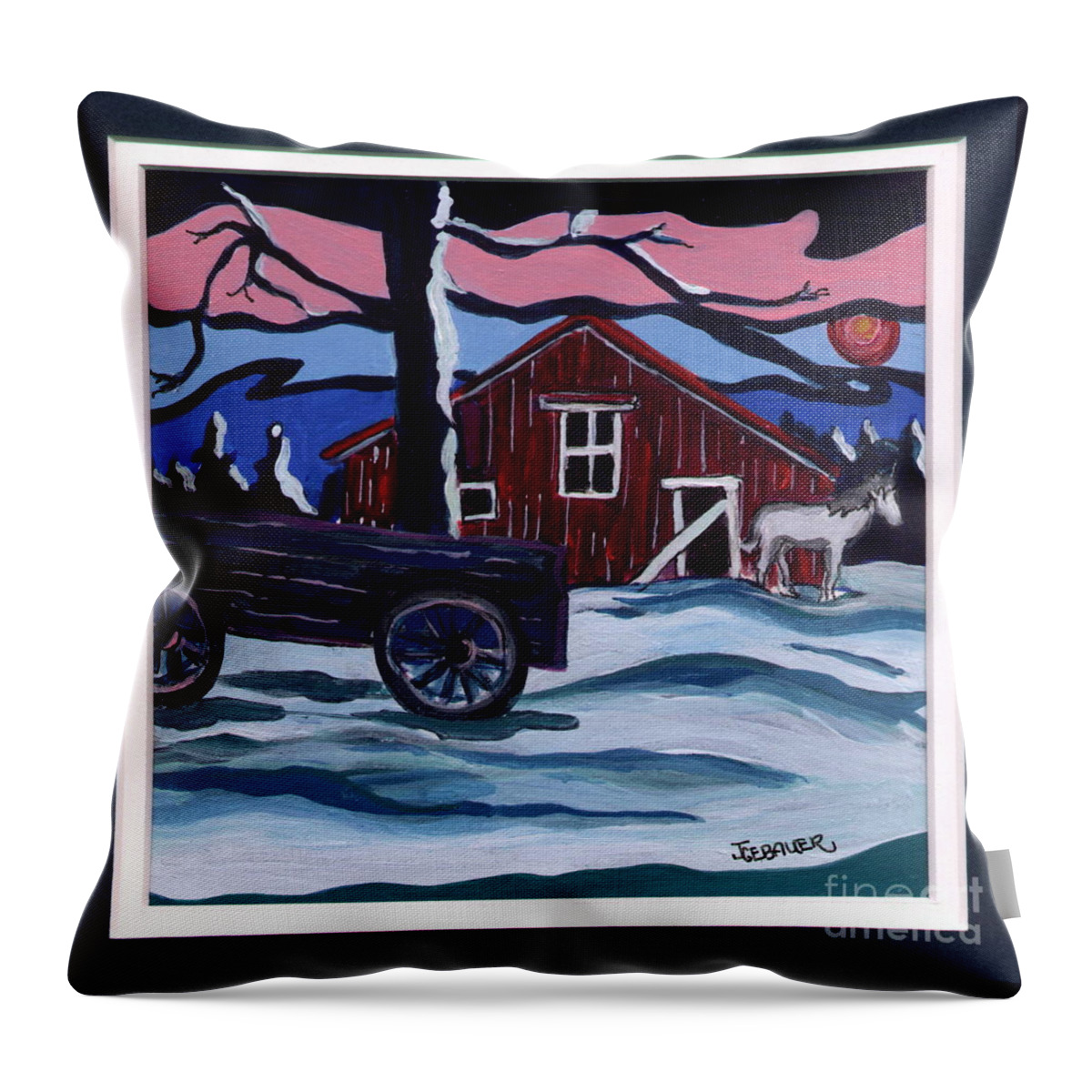 Barn Throw Pillow featuring the painting Outside the Barn #2 by Joyce Gebauer