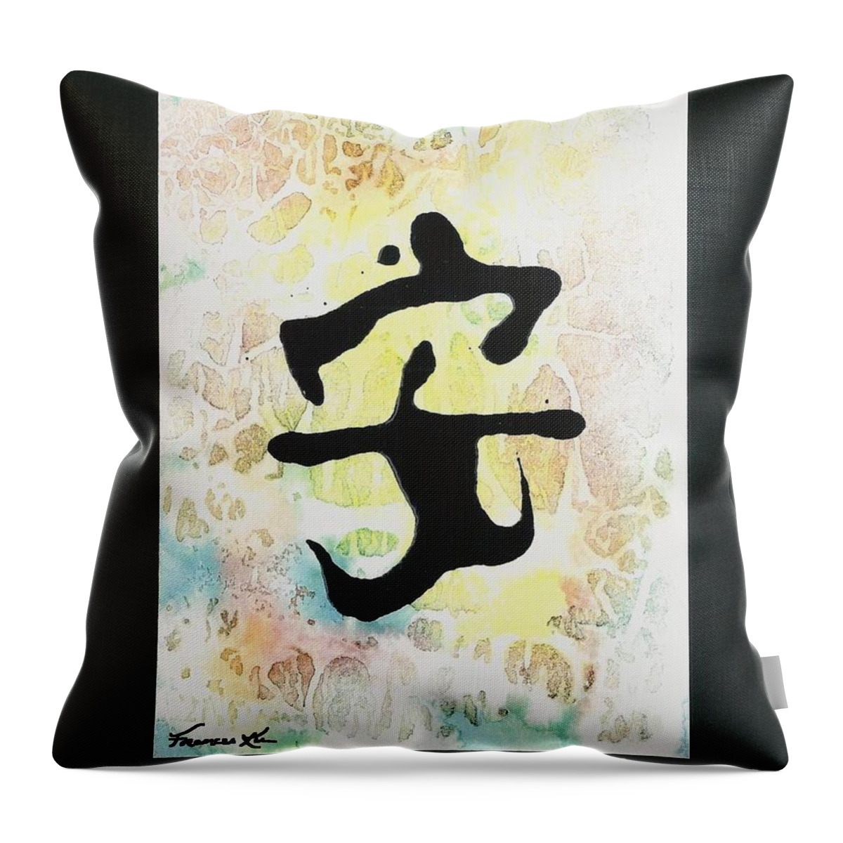 Chinese Throw Pillow featuring the painting Peace #2 by Frances Ku