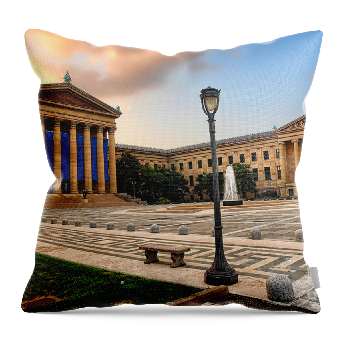 Philadelphia Throw Pillow featuring the photograph Philadelphia Museum of Art #2 by Olivier Le Queinec