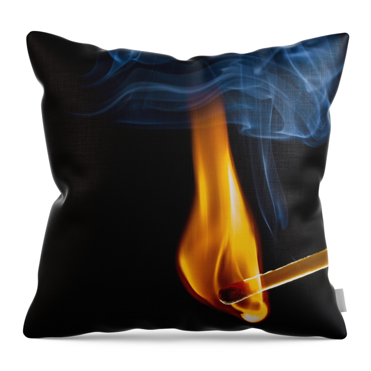 Smoke Throw Pillow featuring the photograph Phophorus flame #2 by Paulo Goncalves