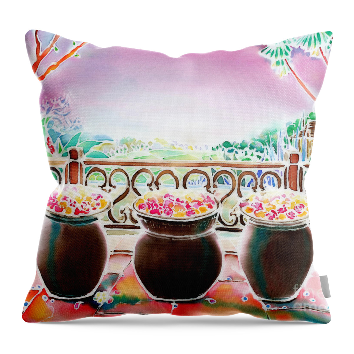 Silk Throw Pillow featuring the painting Prelude to the night by Hisayo OHTA