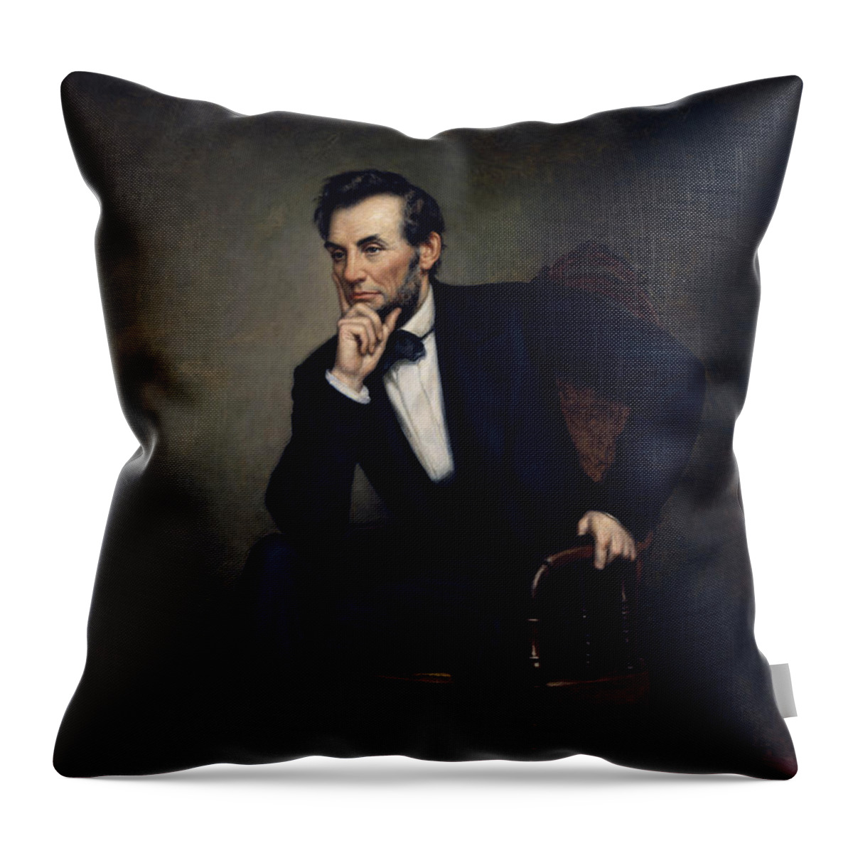 Abraham Lincoln Throw Pillow featuring the painting President Abraham Lincoln #5 by War Is Hell Store