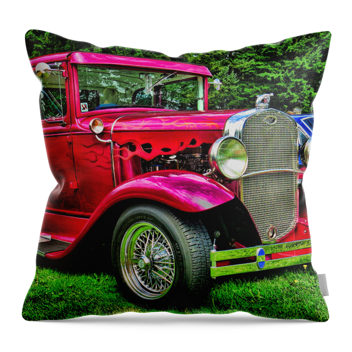 Hot Rod Throw Pillow featuring the photograph Red ford Coupe #1 by Ron Roberts