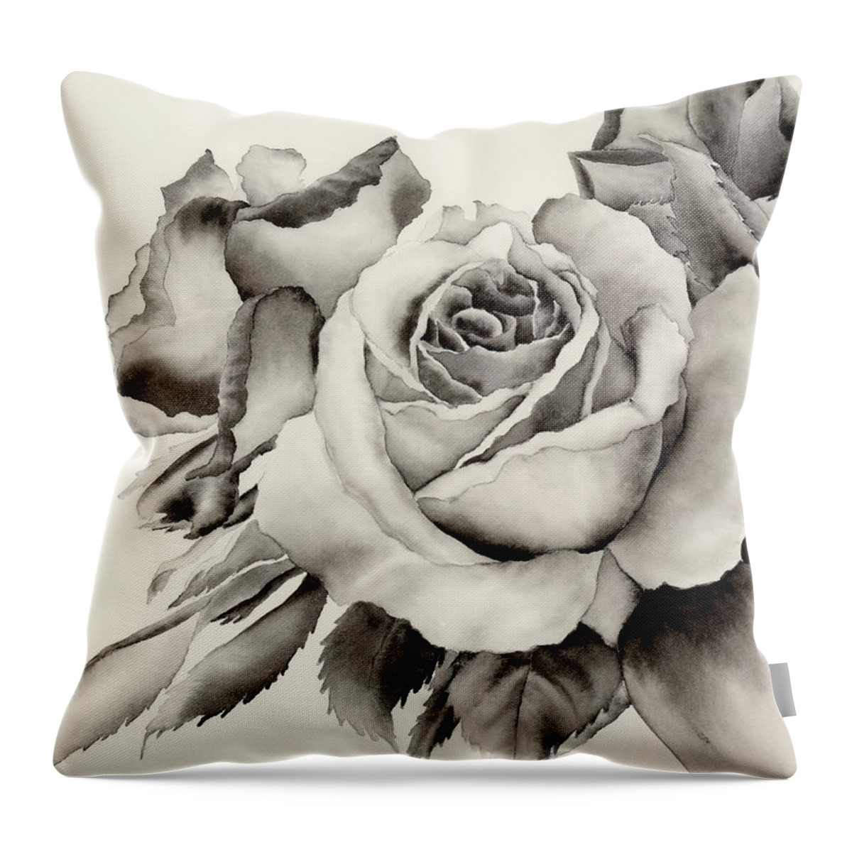 Watercolor Throw Pillow featuring the painting Rose Bouquet by Hailey E Herrera