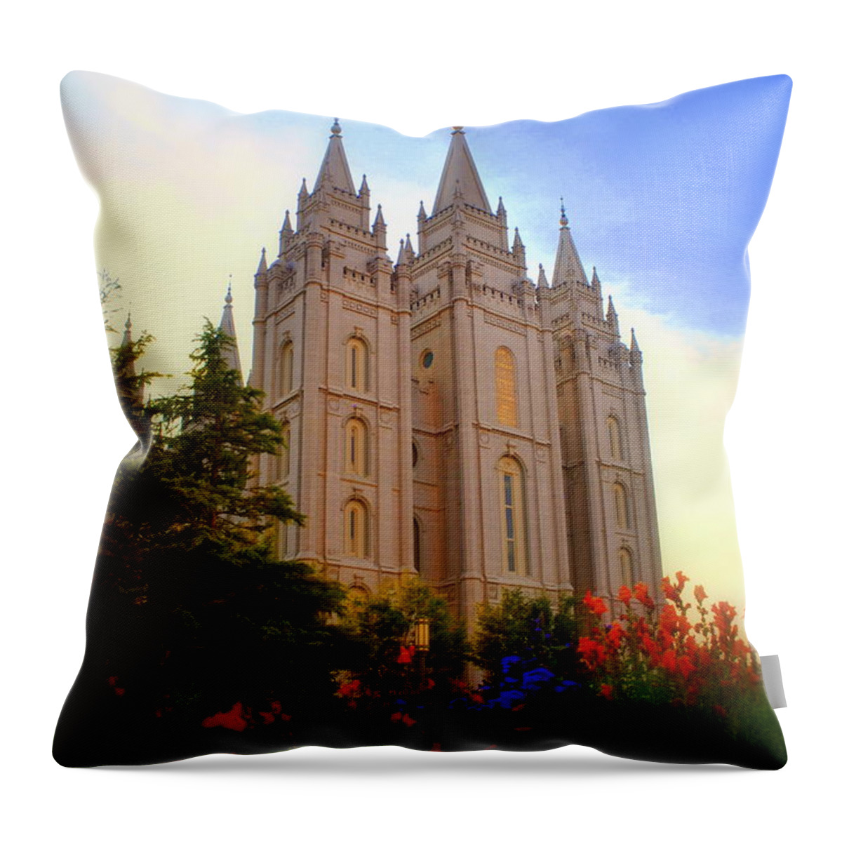 Salt Lake City Throw Pillow featuring the photograph Salt Lake City LDS Temple #2 by Nathan Abbott