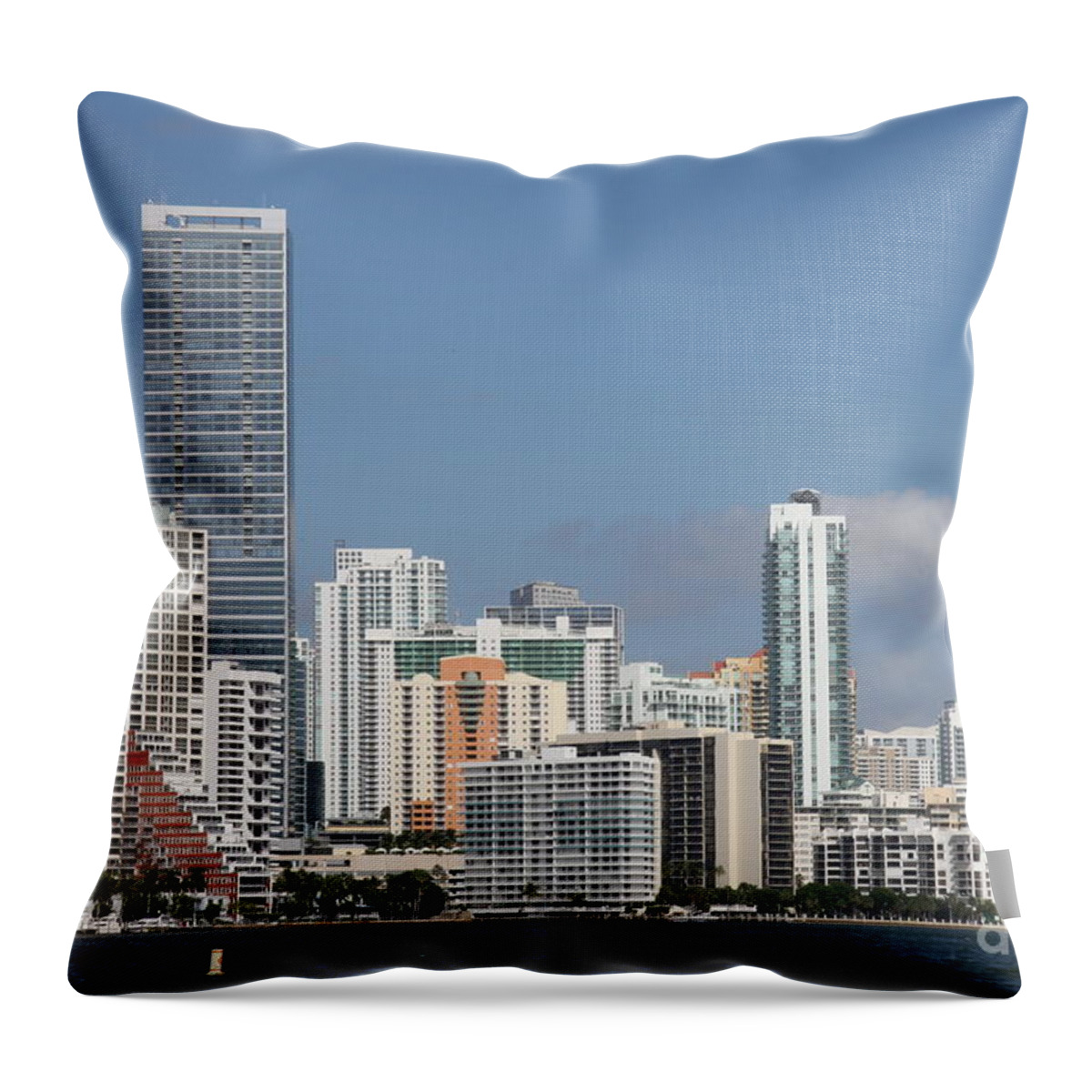 Miami Throw Pillow featuring the photograph Skyline Miami by Christiane Schulze Art And Photography