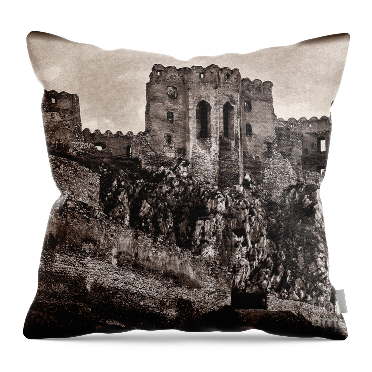 Castle Throw Pillow featuring the photograph Spooky Castle #2 by Les Palenik