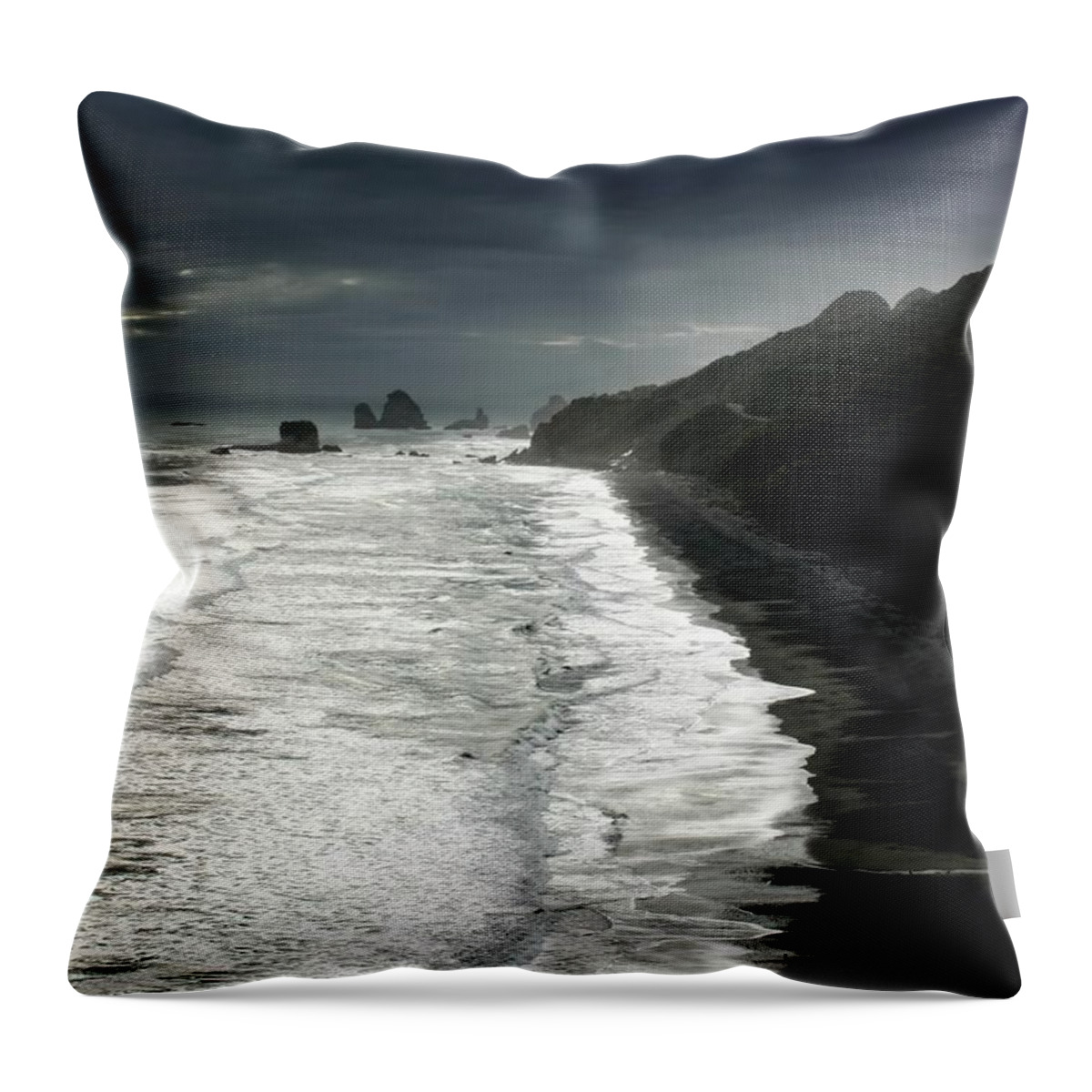 New Zealand Throw Pillow featuring the photograph Stormy Coast New Zealand #2 by Amanda Stadther