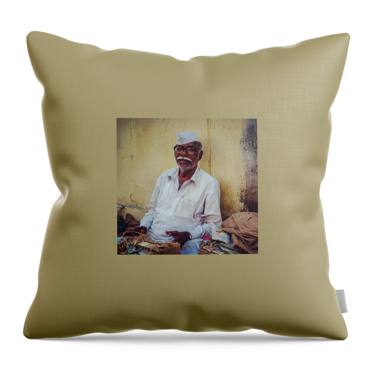 Street Throw Pillow featuring the photograph Street Shooting In India #2 by Aleck Cartwright