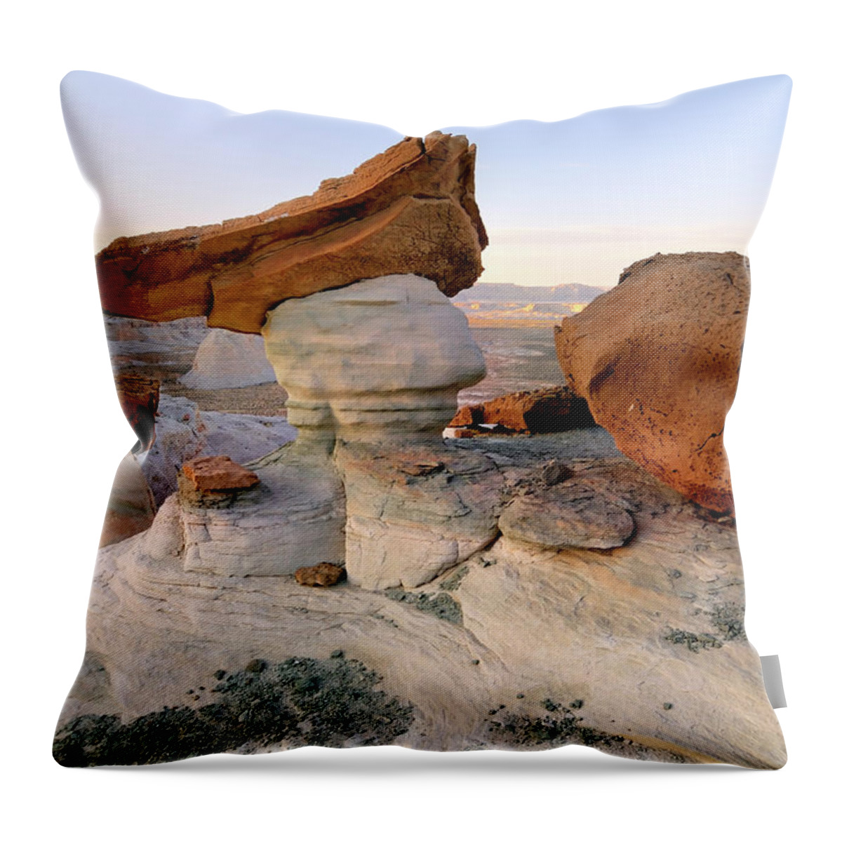 Scenics Throw Pillow featuring the photograph Sunset Landscape With Hoodoos At Stud #2 by Rezus