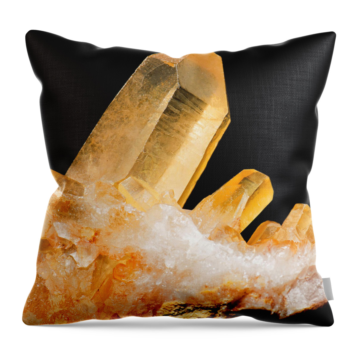 Nature Throw Pillow featuring the photograph Tangerine Quartz Crystals #2 by Millard H. Sharp