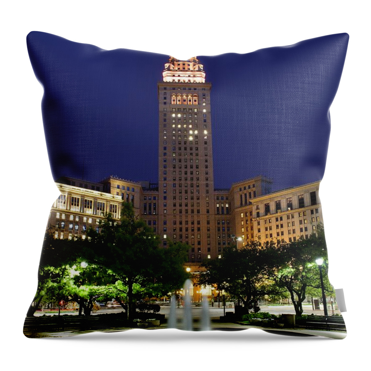 Cleveland Throw Pillow featuring the photograph Terminal Tower Part two by Frozen in Time Fine Art Photography