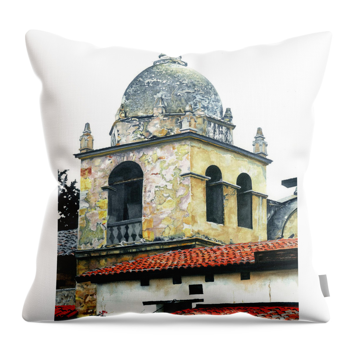Church Throw Pillow featuring the painting Textures and Tiles by Barbara Jewell