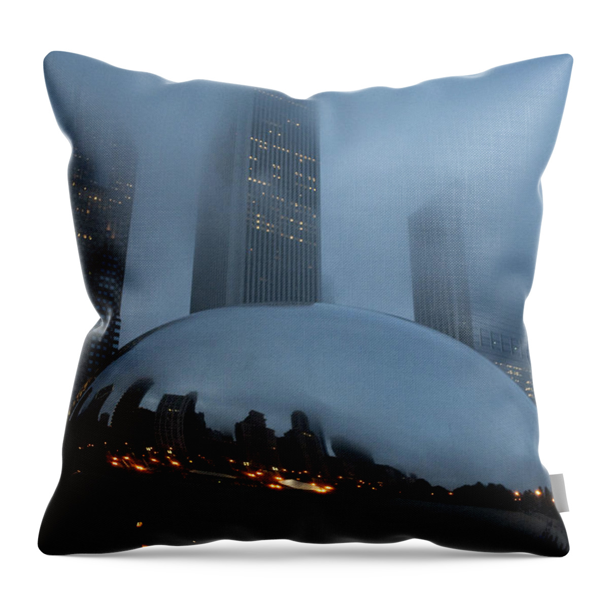 Chicago Throw Pillow featuring the photograph The Bean and Fog #1 by Crystal Nederman