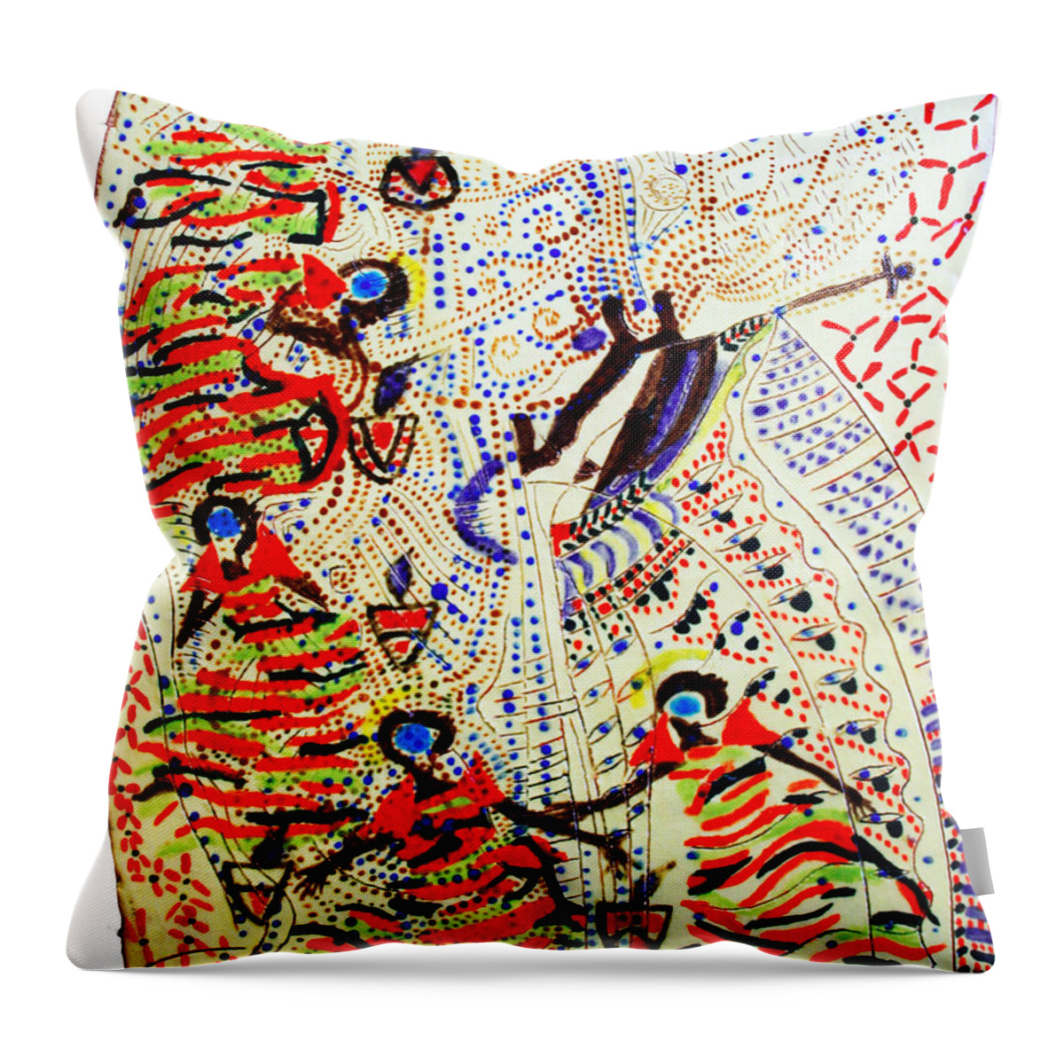 Jesus Throw Pillow featuring the painting The Five Wise Virgins #2 by Gloria Ssali