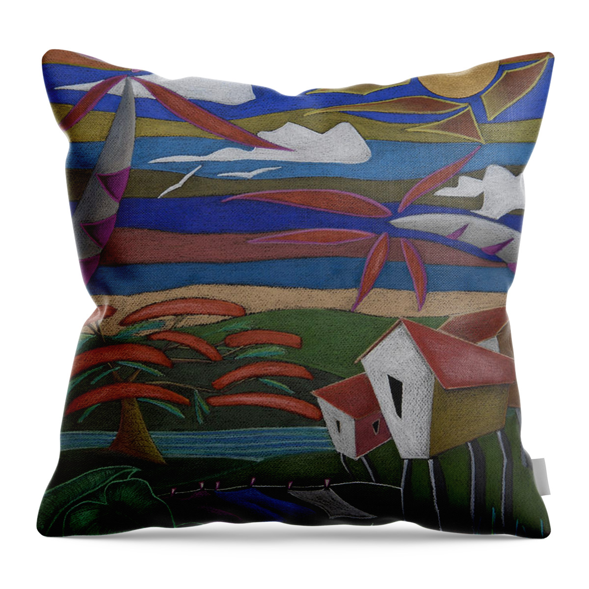Whimsical Throw Pillow featuring the painting Tiempos y Remembranzas by Oscar Ortiz