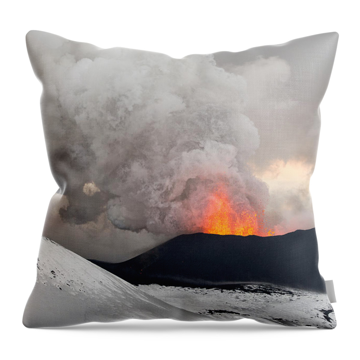 Feb0514 Throw Pillow featuring the photograph Tolbachik Volcano Erupting Kamchatka #2 by Sergey Gorshkov