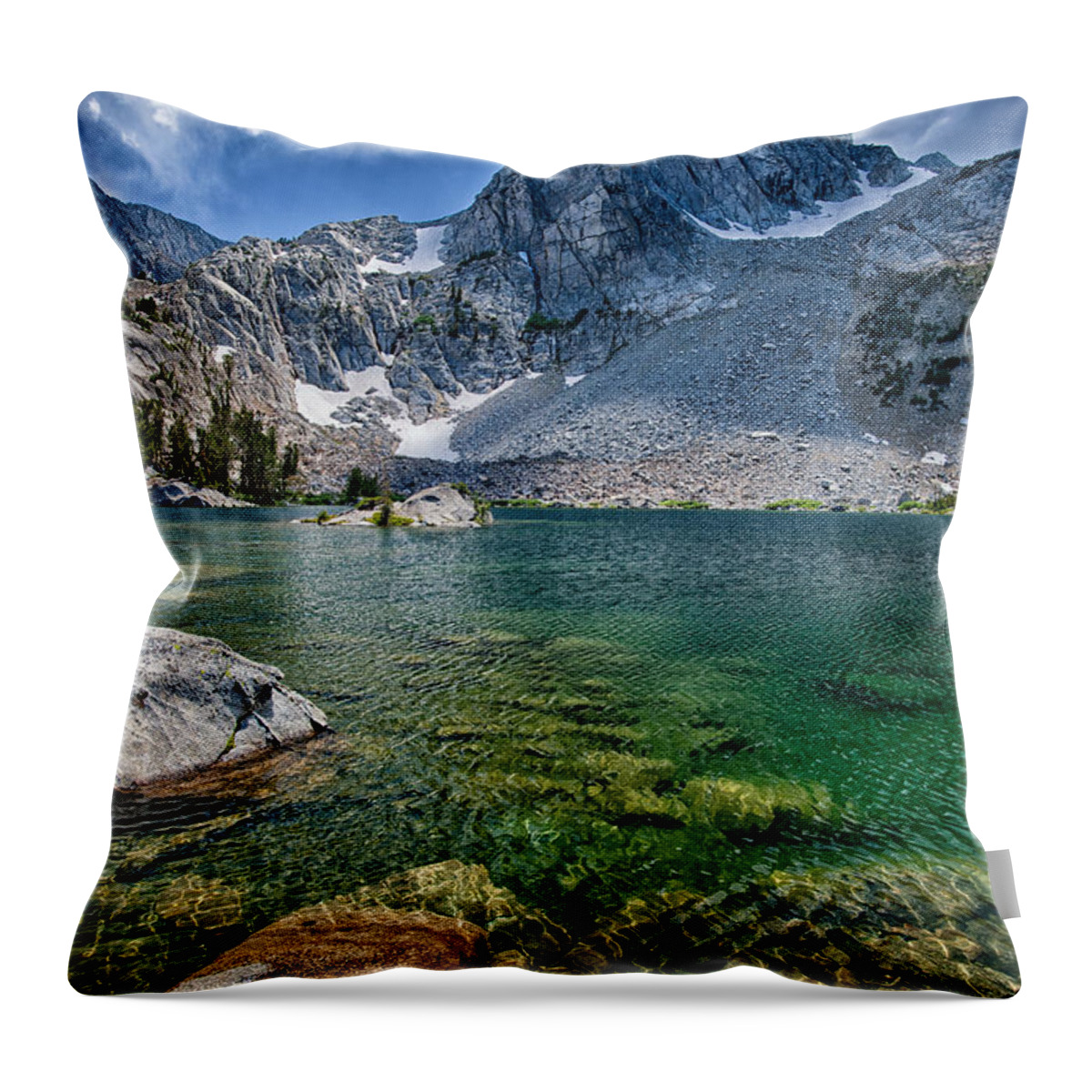 Blue Throw Pillow featuring the photograph Treasure Lakes #2 by Cat Connor