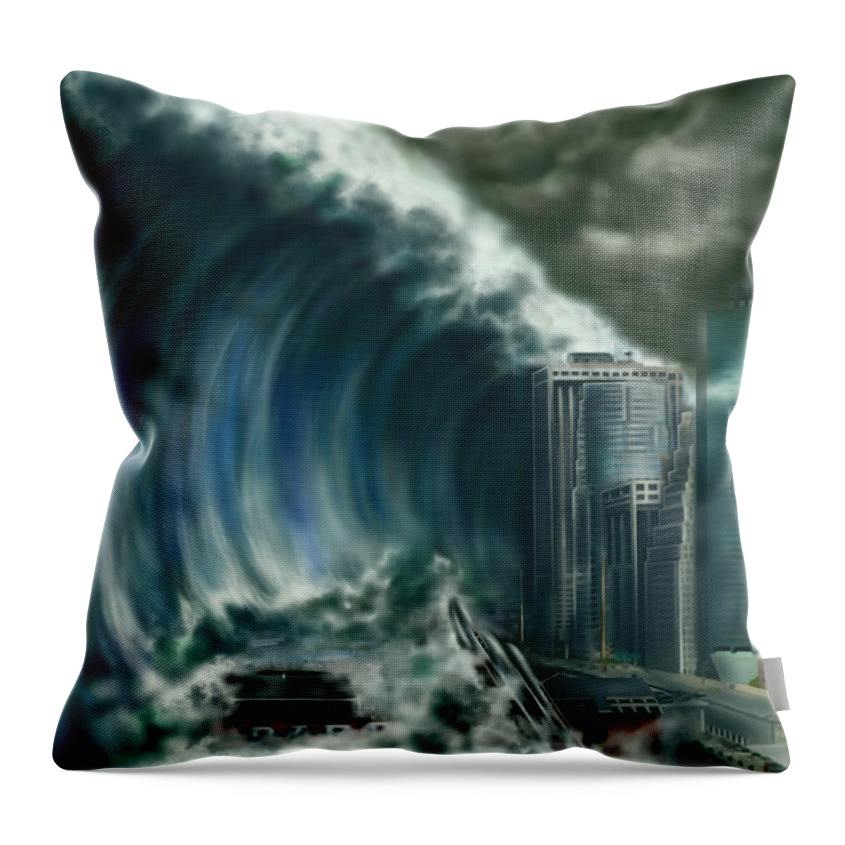 Boat Throw Pillow featuring the photograph Tsunami #2 by Gwen Shockey