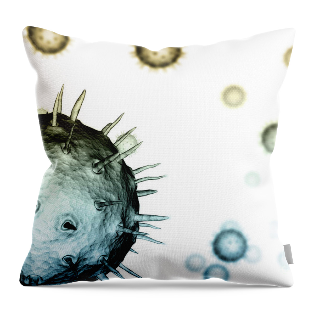3d Visualization Throw Pillow featuring the photograph Virus Particles #2 by Science Picture Co