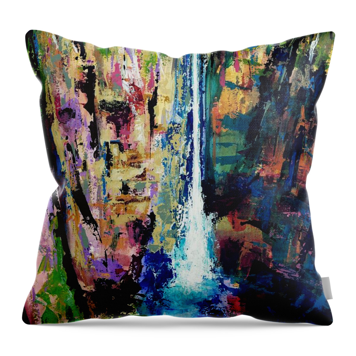 Waterfalls Throw Pillow featuring the painting Water Falls #2 by Frances Marino