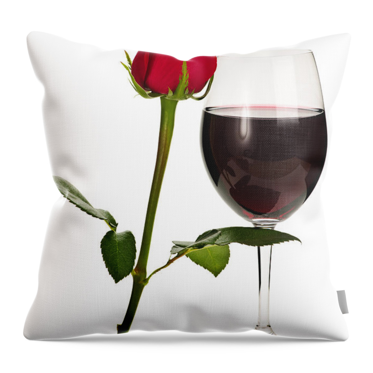 Wine Throw Pillow featuring the photograph Wine with red rose 1 by Elena Elisseeva
