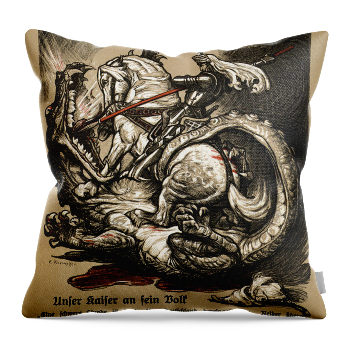 1914 Throw Pillow featuring the painting World War I Poster, 1914 #2 by Granger