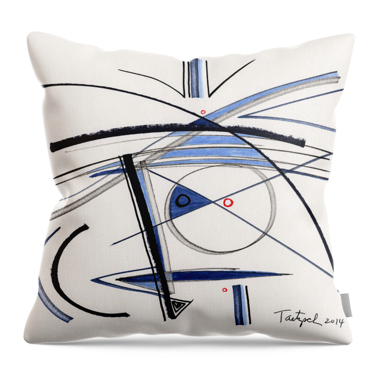 Abstract Throw Pillow featuring the drawing 2014 Abstract Drawing #1 by Lynne Taetzsch