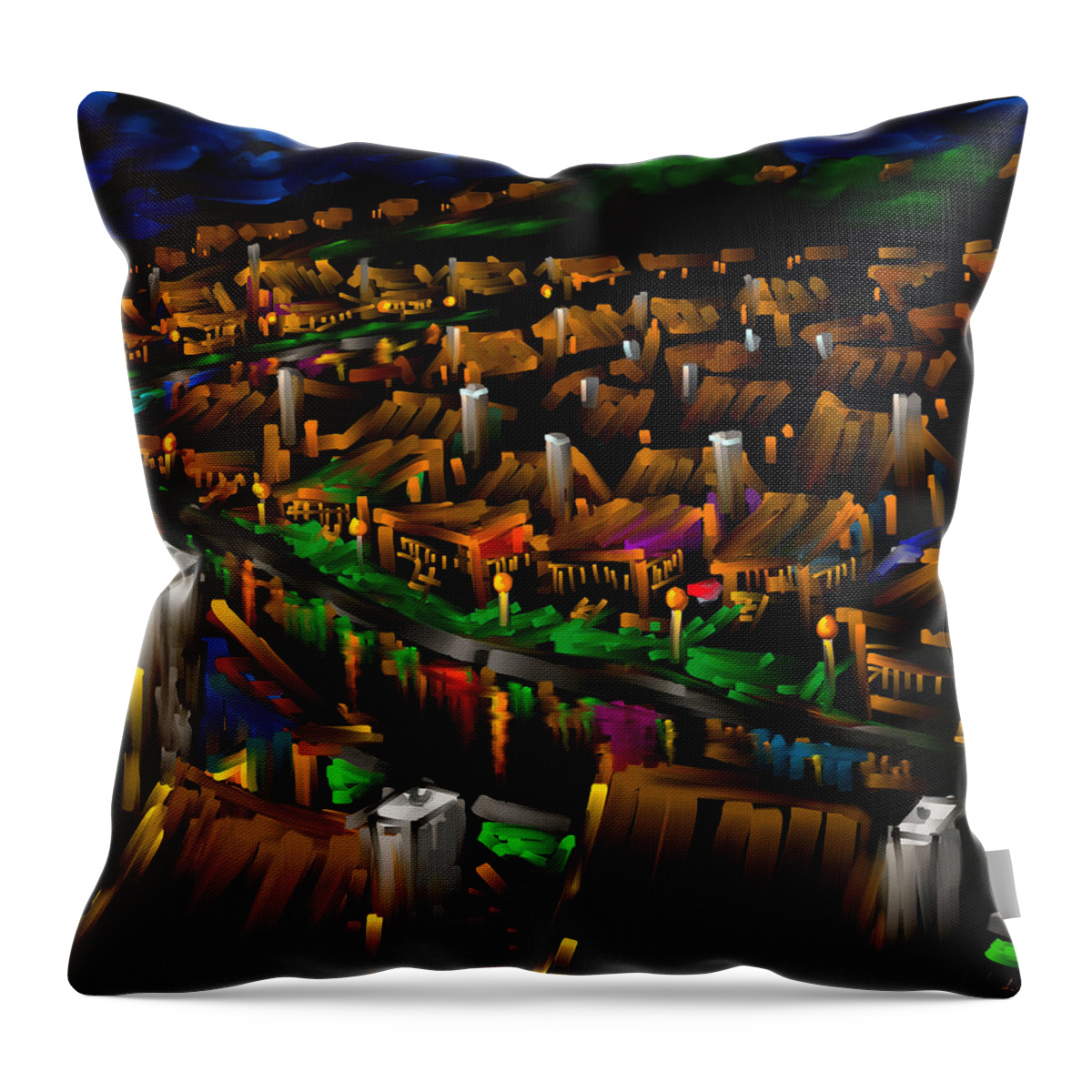 Subdivision Throw Pillow featuring the painting 204 Rainbow Lane - The American Dream by Steven Lebron Langston