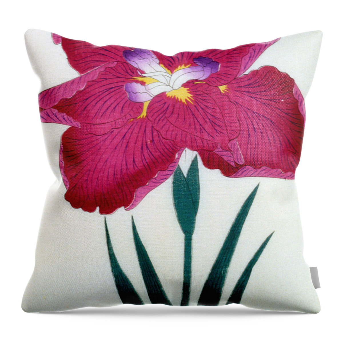 Floral Throw Pillow featuring the painting Japanese Flower by Japanese School