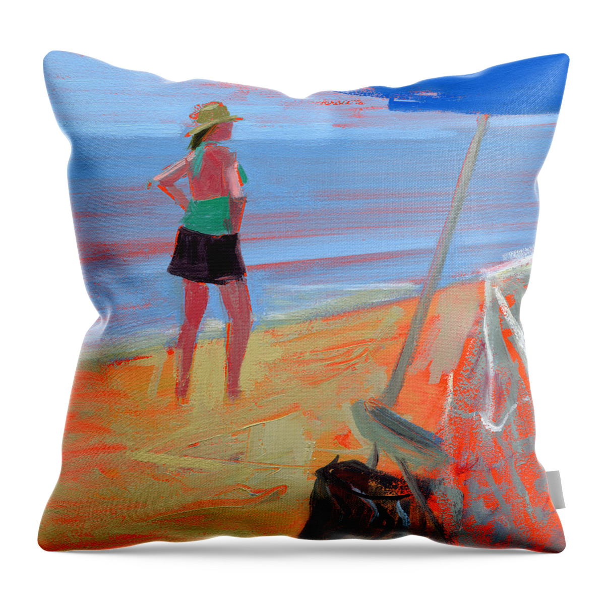 Beach Throw Pillow featuring the painting Untitled #232 by Chris N Rohrbach