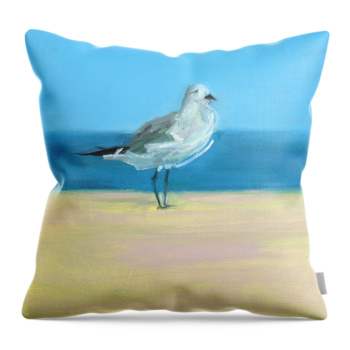 Seagull Throw Pillow featuring the painting Untitled #397 by Chris N Rohrbach