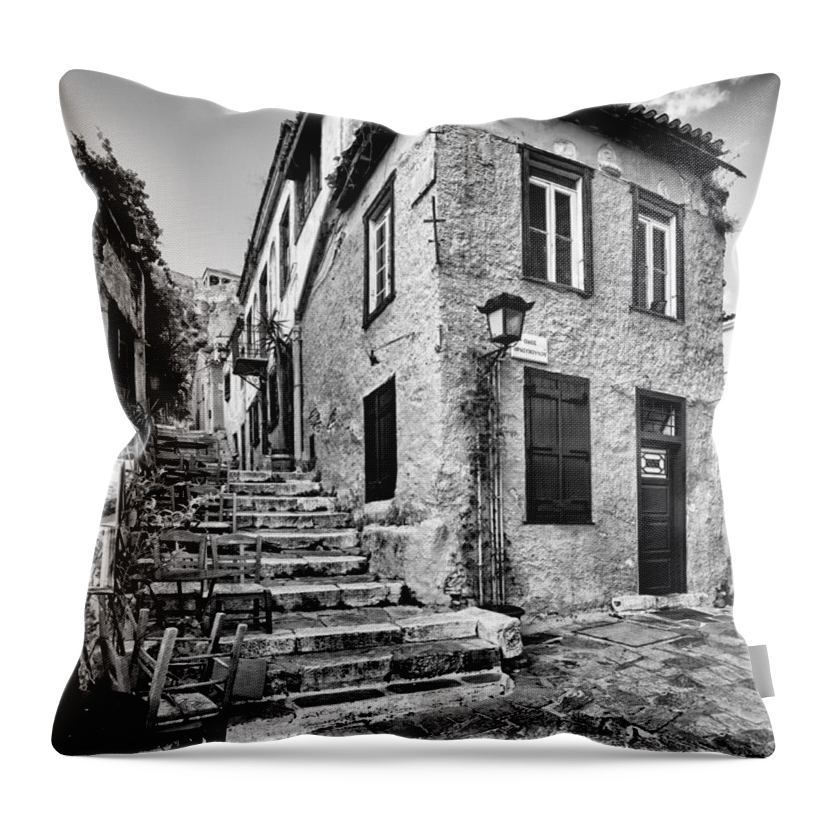 And Throw Pillow featuring the photograph The famous Plaka in Athens - Greece #26 by Constantinos Iliopoulos