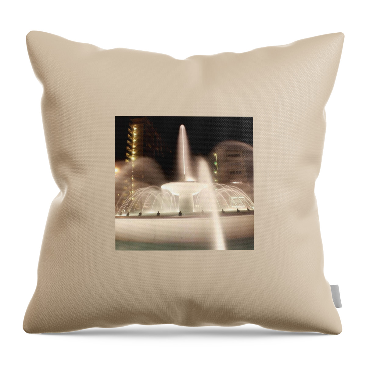 Fountain Throw Pillow featuring the photograph Lights Fountain by Teddy Marcos