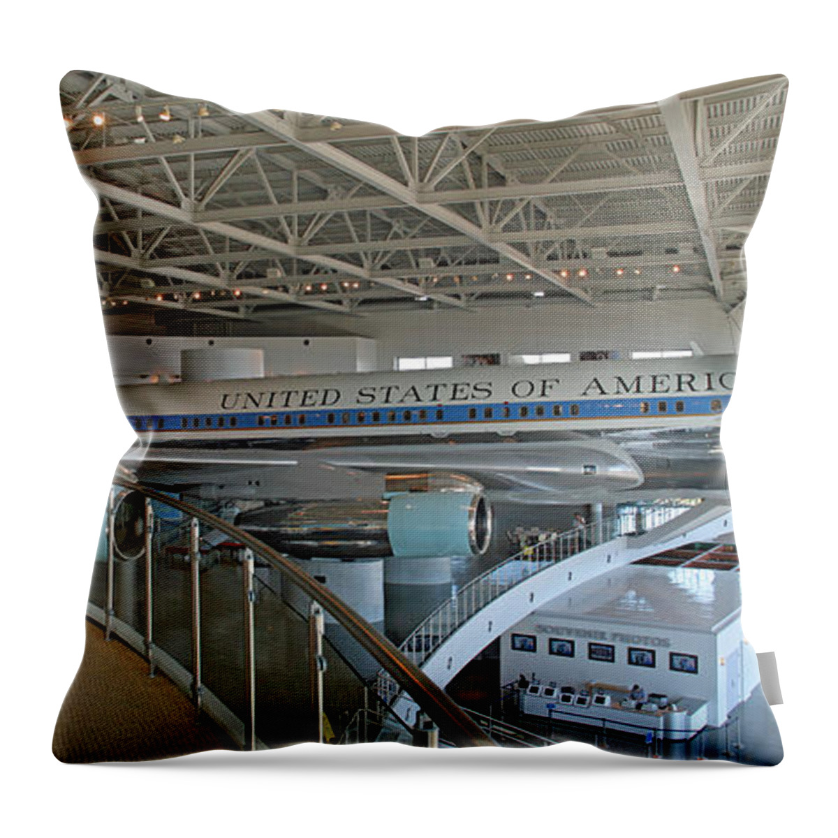 Air Force One Throw Pillow featuring the photograph 27000 by Bob Hislop