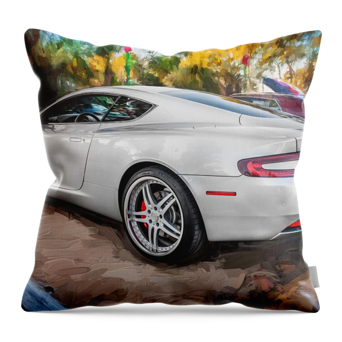 2007 Aston Martin Throw Pillow featuring the photograph 2007 Aston Martin DB9 Coupe Painted #3 by Rich Franco