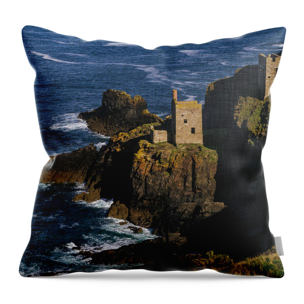 Scenics Throw Pillow featuring the photograph Abandoned Tin Mines Near Bottalack #3 by Doug Armand