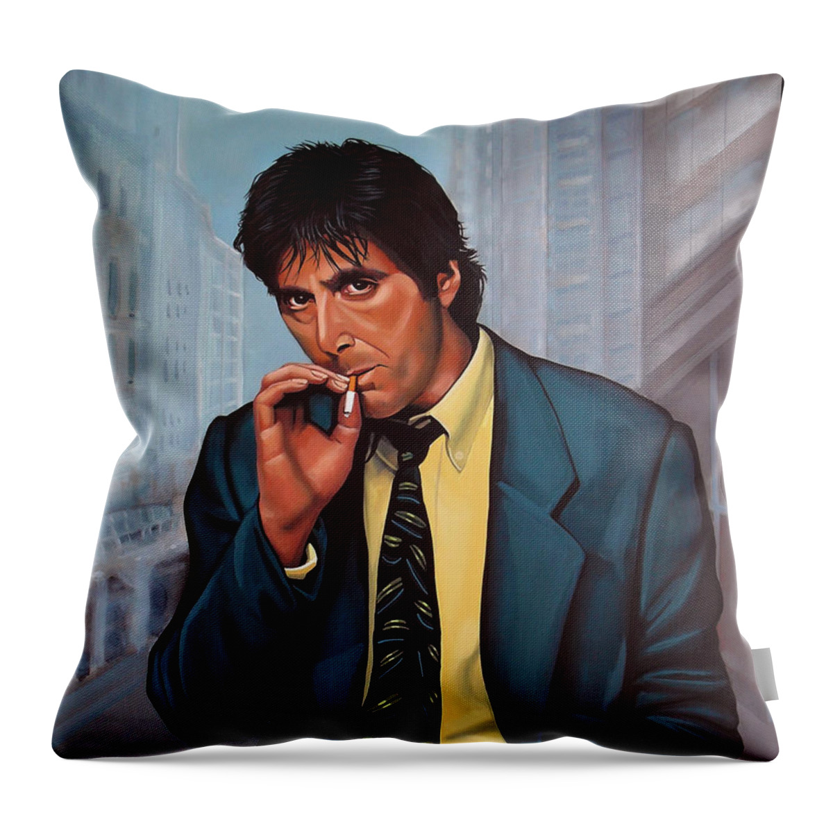 Al Pacino Throw Pillow featuring the painting Al Pacino 2 by Paul Meijering