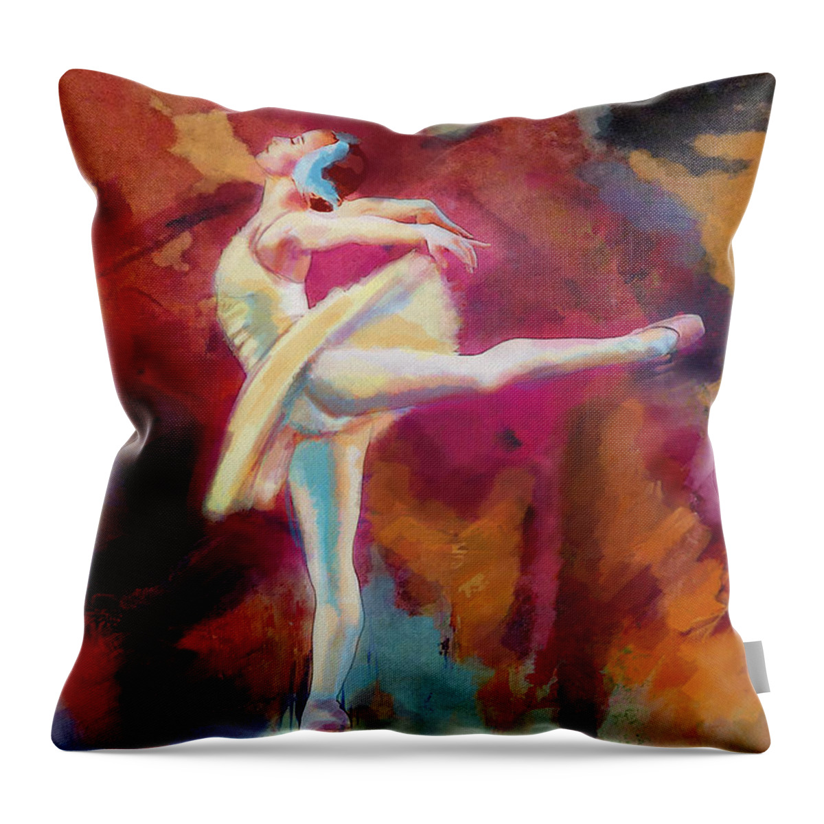 Catf Throw Pillow featuring the painting Ballet Dancer #3 by Corporate Art Task Force