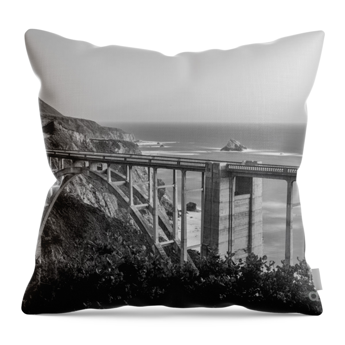 Big Sur Throw Pillow featuring the photograph Bixby Bridge dusk Big Sur California #3 by Ken Brown