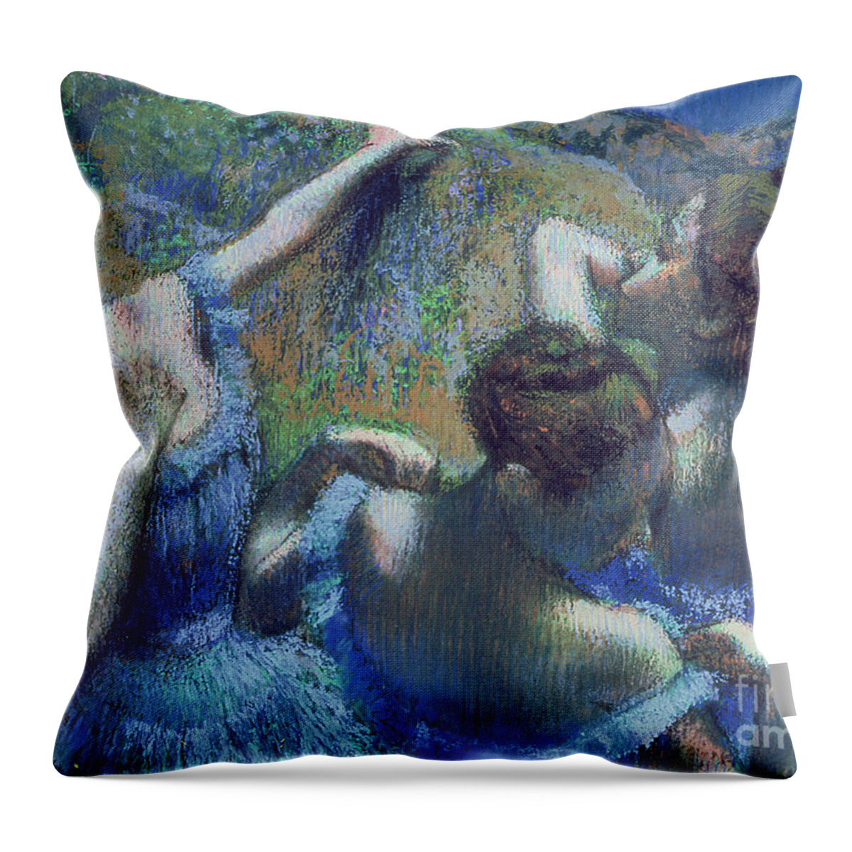 Degas Throw Pillow featuring the pastel Blue Dancers by Edgar Degas