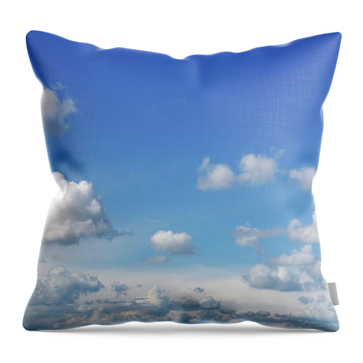 Weather Throw Pillow featuring the digital art Blue Sky With Cumulus Clouds, Artwork #3 by Leonello Calvetti