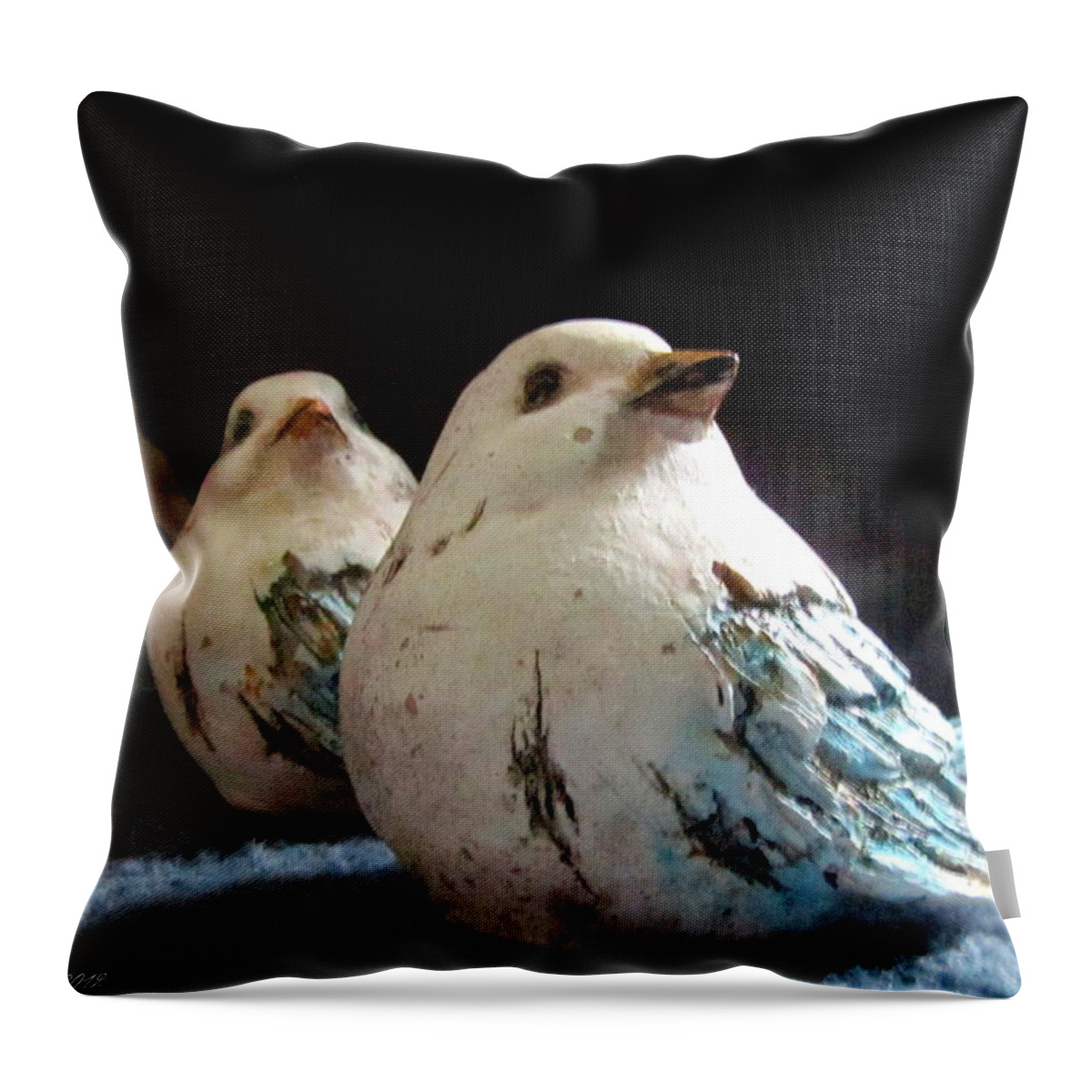 Birds Framed Art Prints Throw Pillow featuring the photograph 3 Cheeky Chicks 2 by Danielle Parent