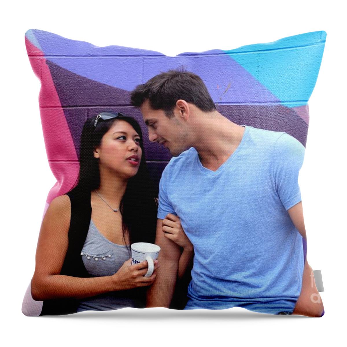 Couple Throw Pillow featuring the photograph Couple Talking #3 by Henrik Lehnerer