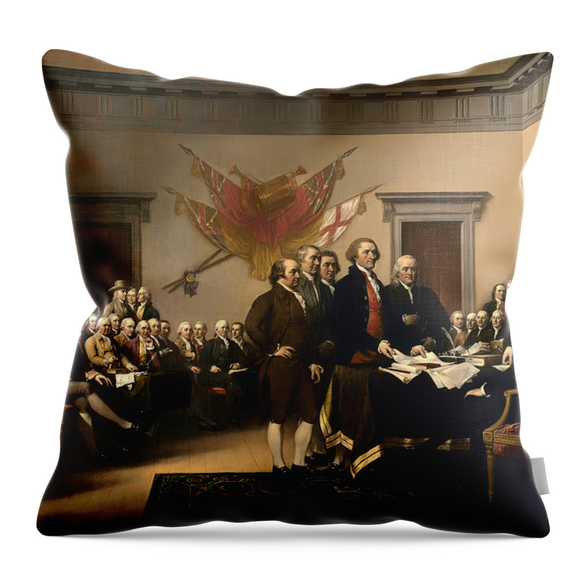 Painting Throw Pillow featuring the painting Declaration of Independence #3 by Mountain Dreams